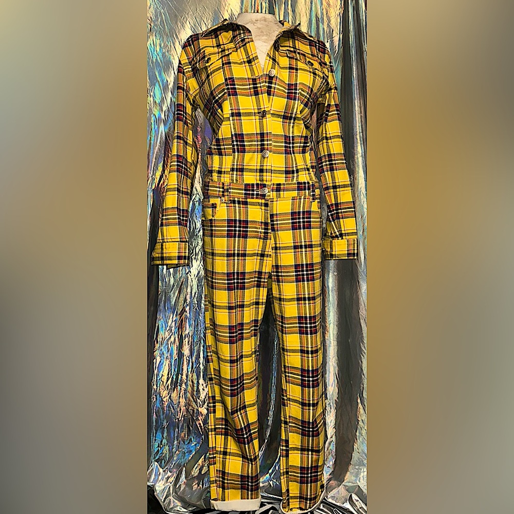 yellow plaid coveralls | unisex | size small
